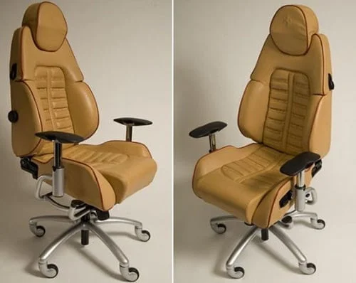 Hnedé kožené kreslo Ferarri