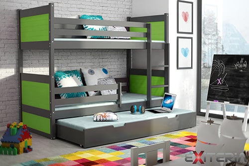 Moderná poschodová posteľ - borovica