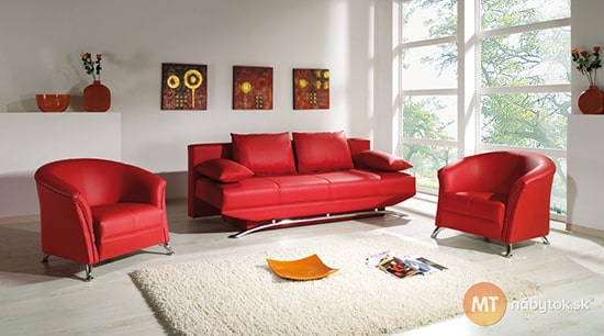 Moderná červená sedacia súprava