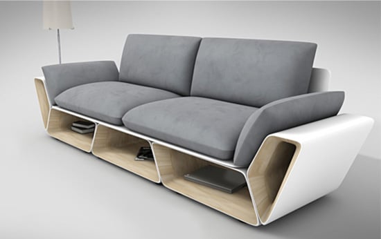 Moderná sivá látková sedačka